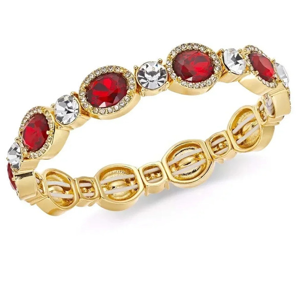 Ruby Stone & Crystal Stretch Bracelet - Picture 1 of 1